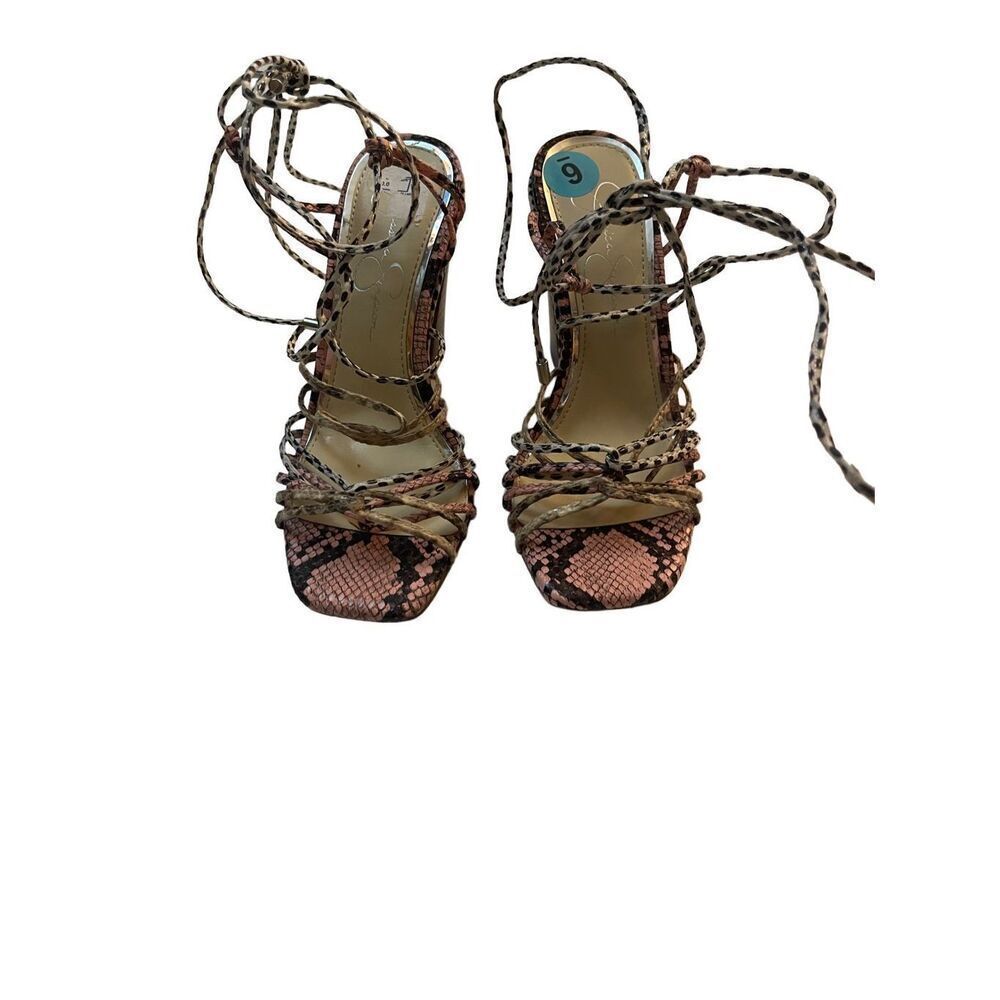 JESSICA SIMPSON MILAYE STRAPPY LACE UP HEEL SANDALS - Picture 5 of 5